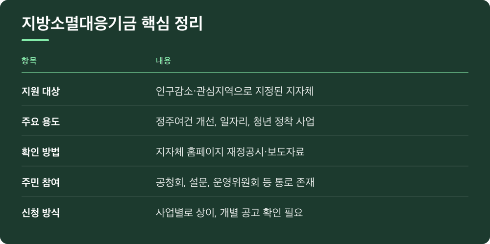 지방소멸대응기금 핵심 정리