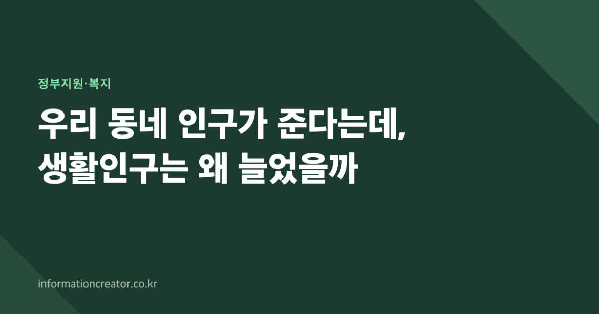우리 동네 인구가 준다는데, 생활인구는 왜 늘었을까
