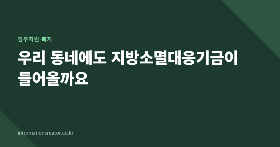 우리 동네에도 지방소멸대응기금이 들어올까요